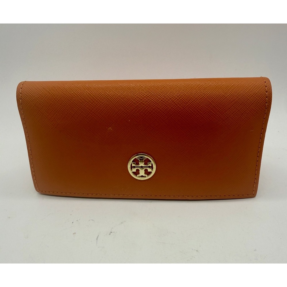 Tory Burch Authentic Sunglasses Eyeglasses Orange Saffiano Leather Case